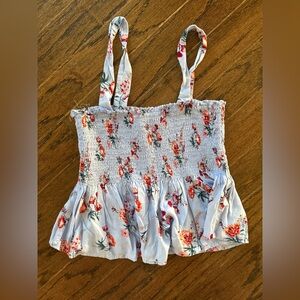 Mossimo Supply Co. Floral Smocked blue top